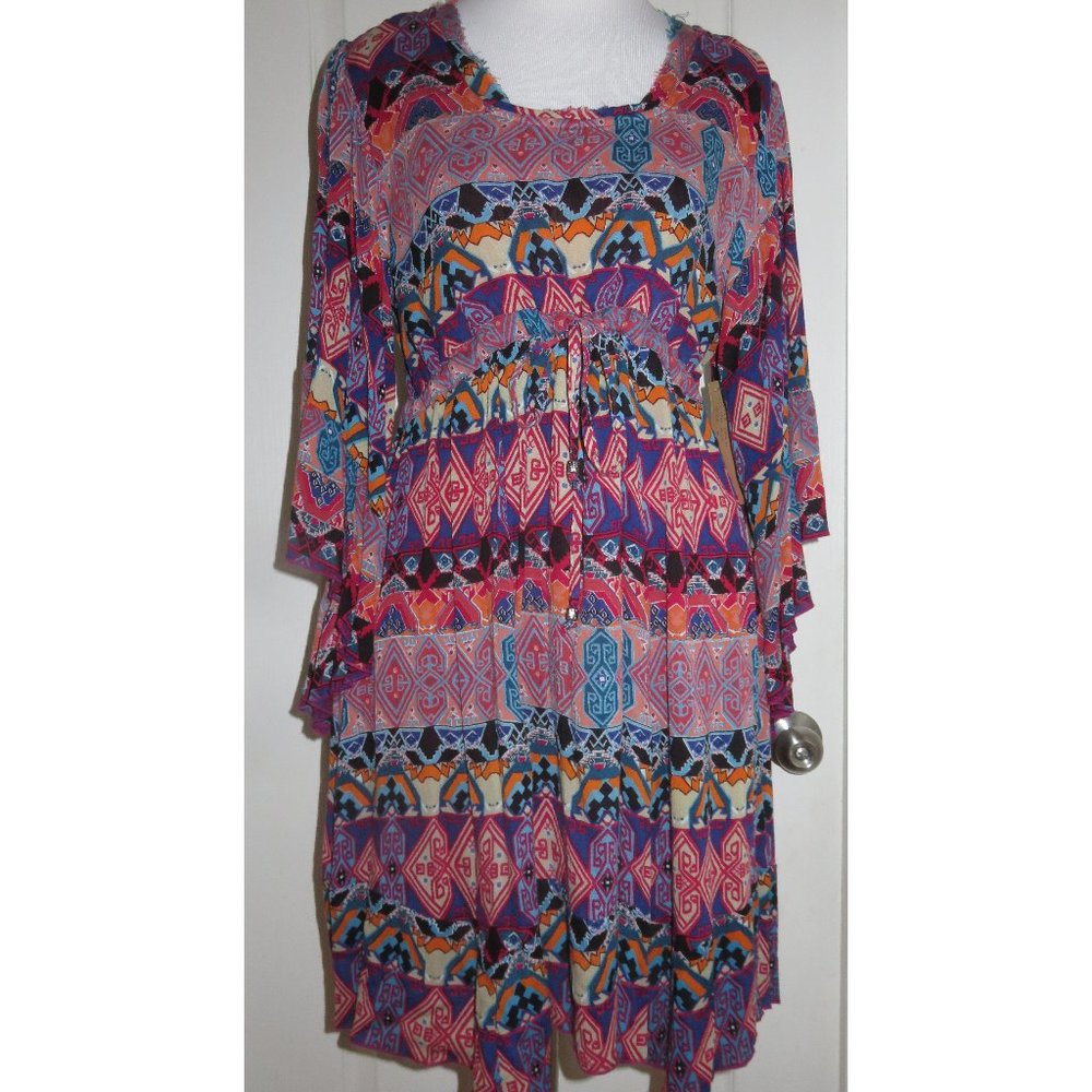 KLOZLYNE Multi Color Red Black Blue Orange BoHo Gypsy Style Dress Size Medium